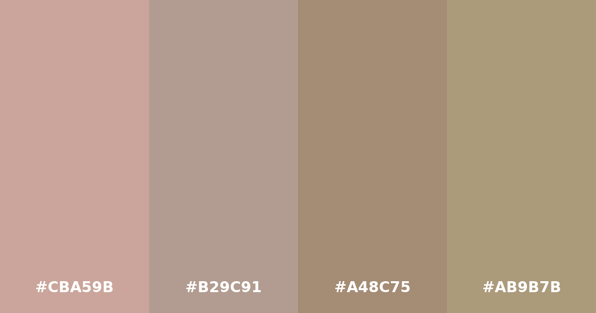 Color palette #CBA59B #B29C91 #A48C75 #AB9B7B