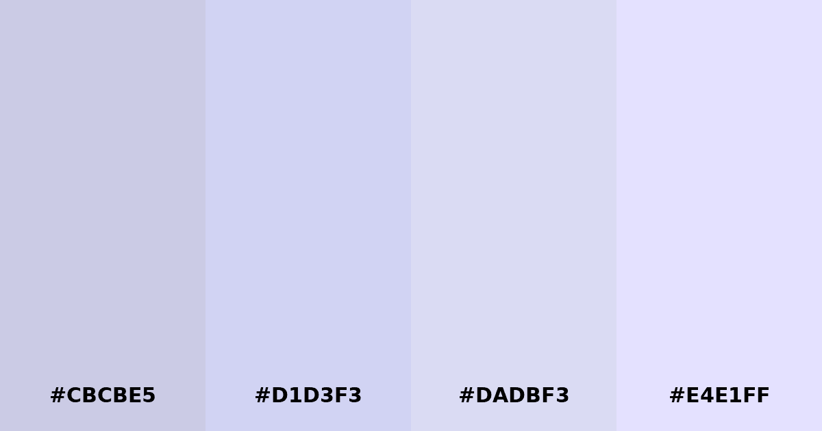 Color palette #CBCBE5 #D1D3F3 #DADBF3 #E4E1FF