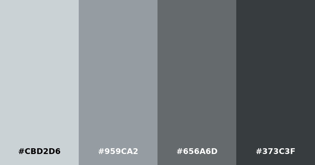 Color palette #CBD2D6 #959CA2 #656A6D #373C3F