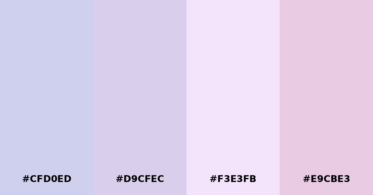 Color palette #CFD0ED #D9CFEC #F3E3FB #E9CBE3