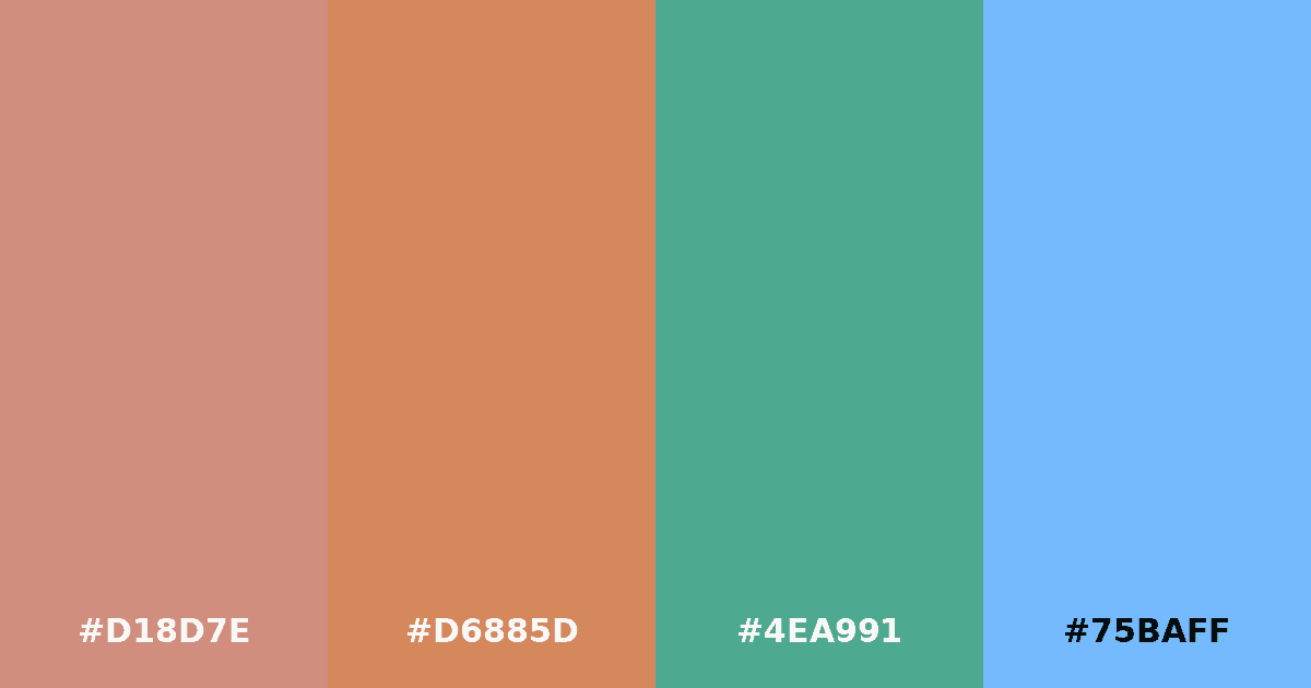 Color palette #D18D7E #D6885D #4EA991 #75BAFF