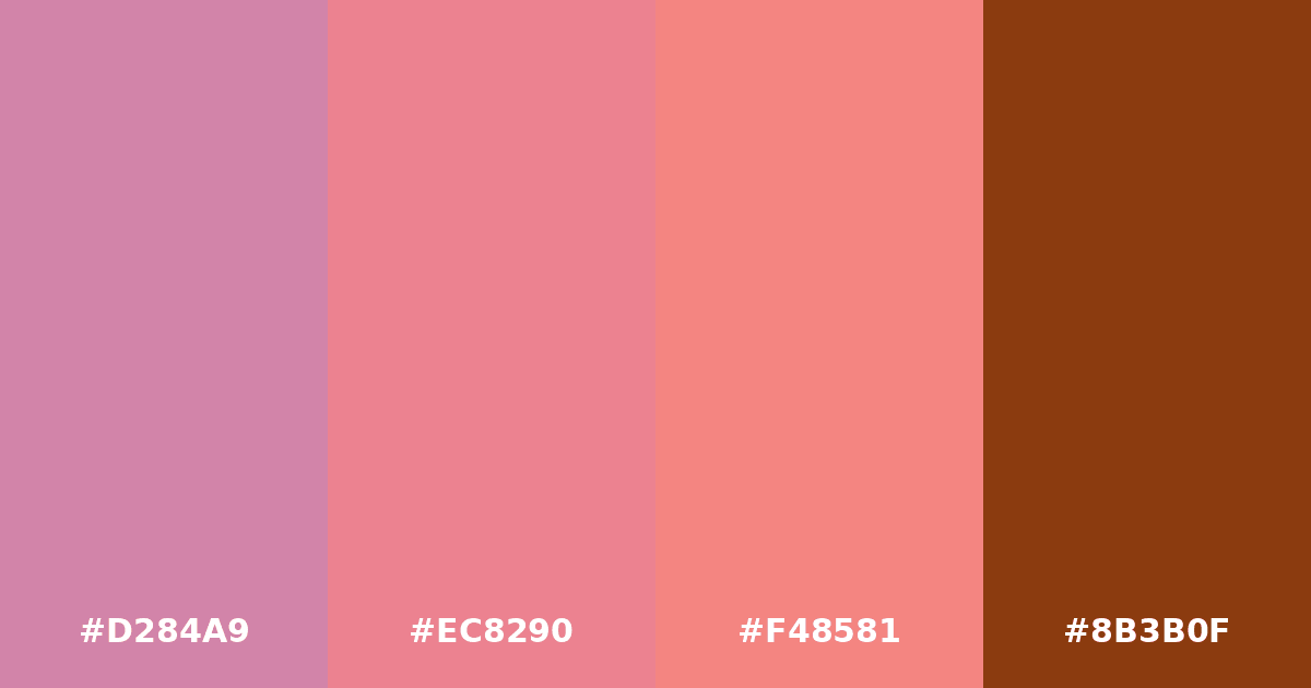 Color palette #D284A9 #EC8290 #F48581 #8B3B0F