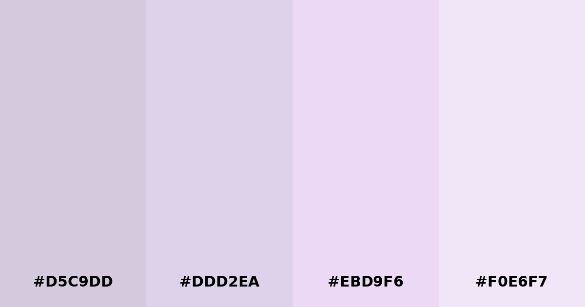 Color palette #D5C9DD #DDD2EA #EBD9F6 #F0E6F7