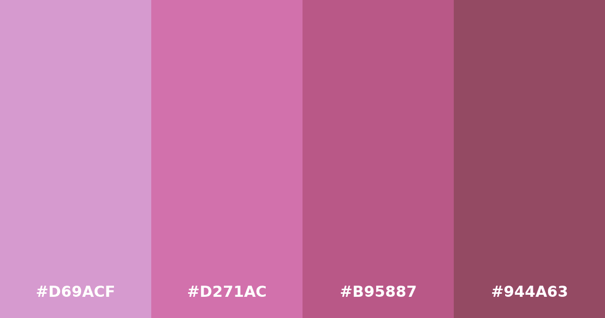 Color palette #D69ACF #D271AC #B95887 #944A63