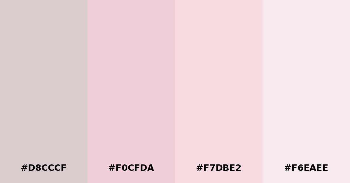 Color palette #D8CCCF #F0CFDA #F7DBE2 #F6EAEE