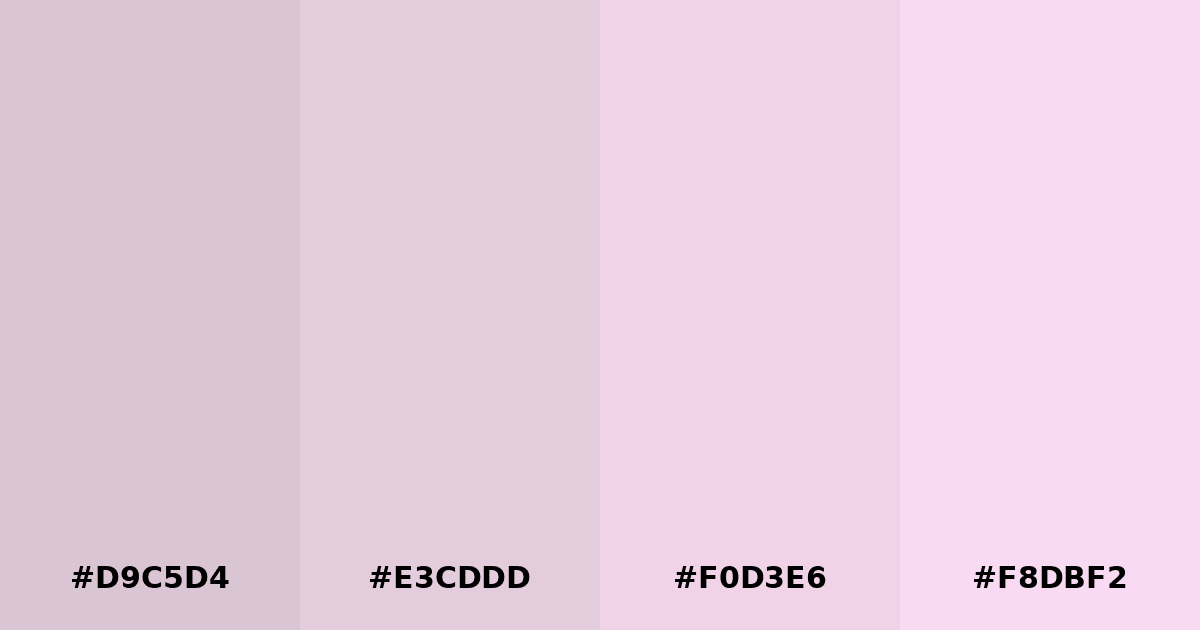Color palette #D9C5D4 #E3CDDD #F0D3E6 #F8DBF2