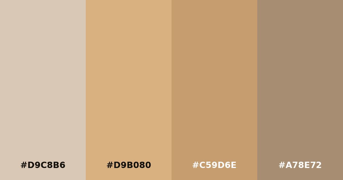 Color palette #D9C8B6 #D9B080 #C59D6E #A78E72