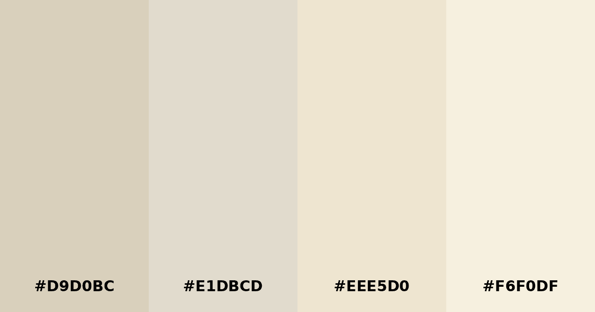 Color palette #D9D0BC #E1DBCD #EEE5D0 #F6F0DF