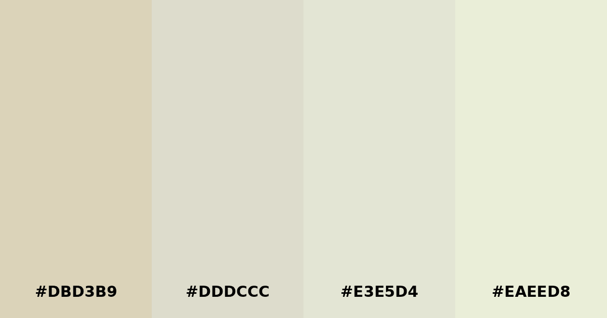 Color palette #DBD3B9 #DDDCCC #E3E5D4 #EAEED8