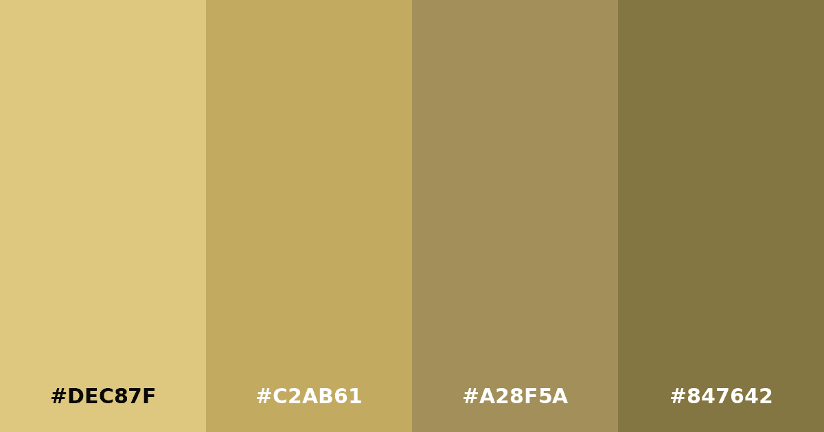 Color palette #DEC87F #C2AB61 #A28F5A #847642