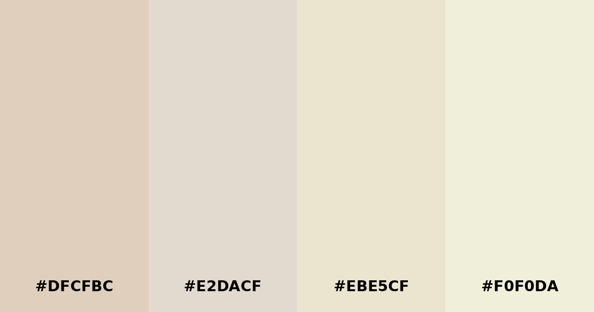 Color palette #DFCFBC #E2DACF #EBE5CF #F0F0DA