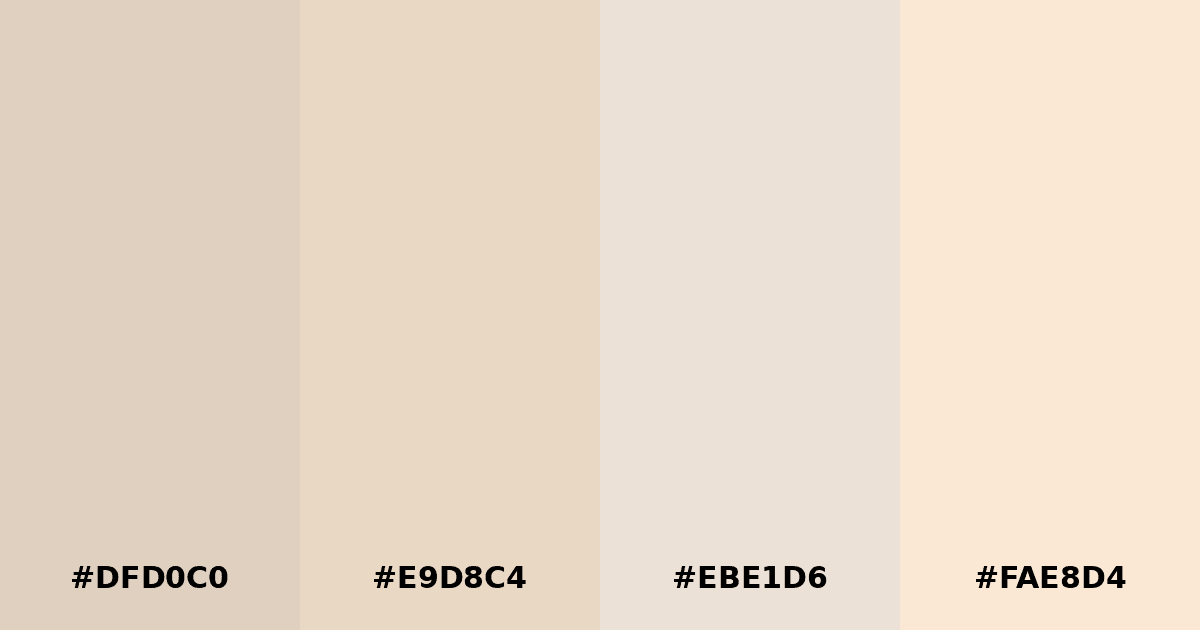 Color palette #DFD0C0 #E9D8C4 #EBE1D6 #FAE8D4