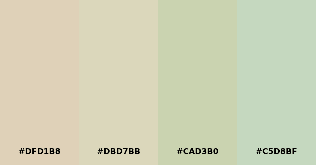 Color palette #DFD1B8 #DBD7BB #CAD3B0 #C5D8BF