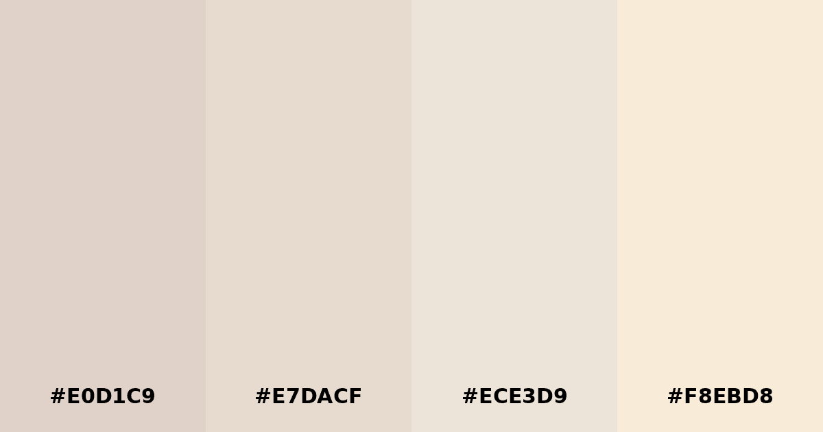 Color palette #E0D1C9 #E7DACF #ECE3D9 #F8EBD8