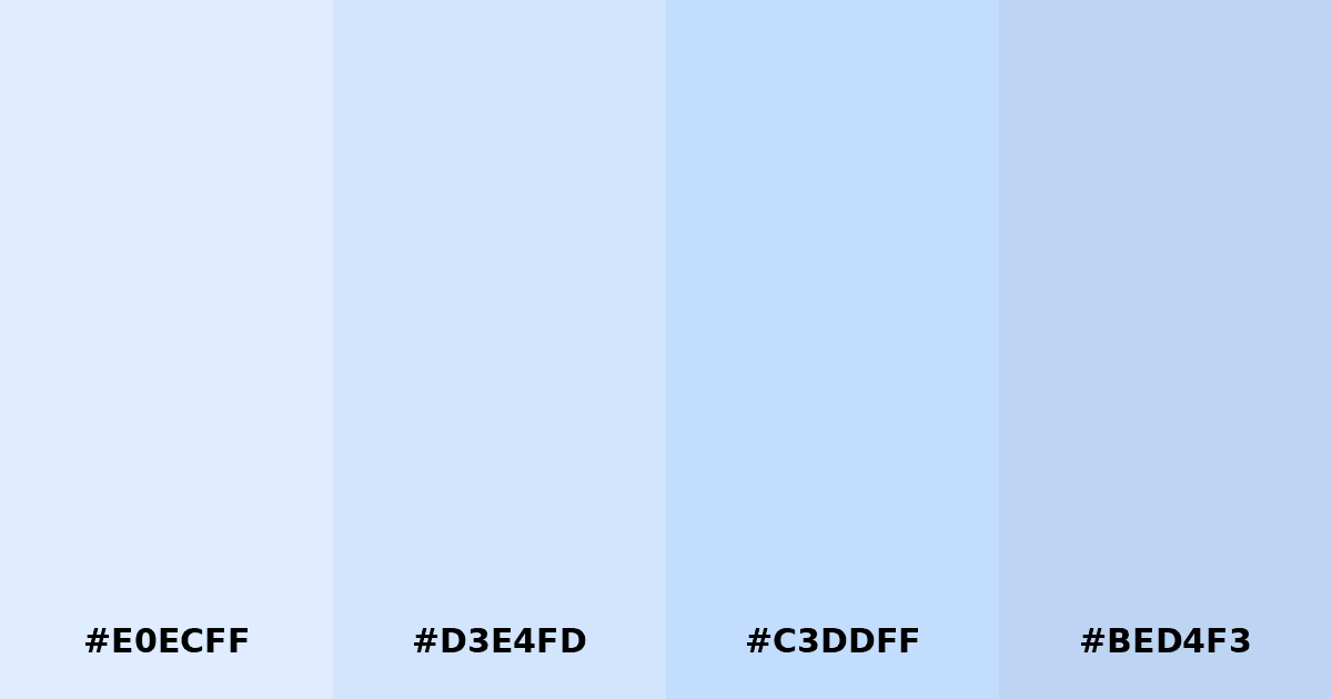 Color palette #E0ECFF #D3E4FD #C3DDFF #BED4F3