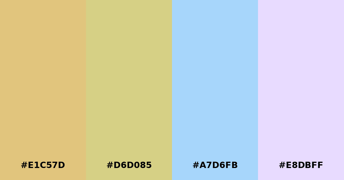 Color palette #E1C57D #D6D085 #A7D6FB #E8DBFF