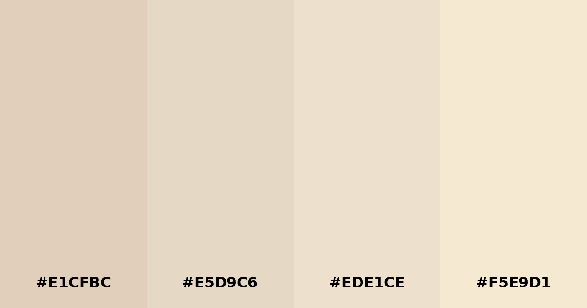 Color palette #E1CFBC #E5D9C6 #EDE1CE #F5E9D1