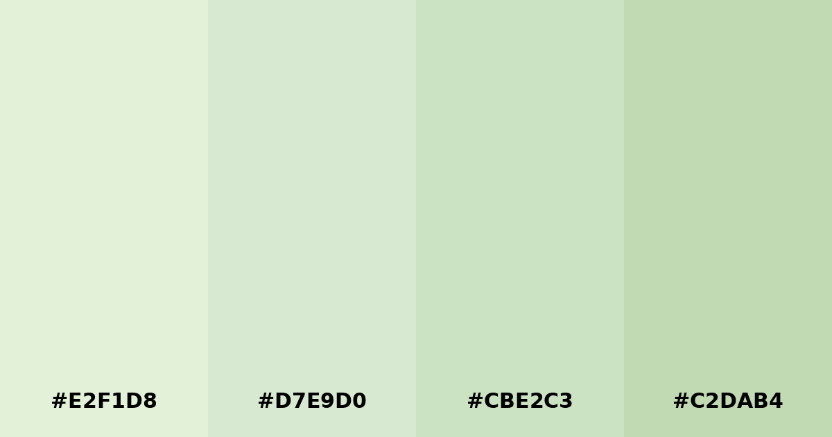 Color palette #E2F1D8 #D7E9D0 #CBE2C3 #C2DAB4