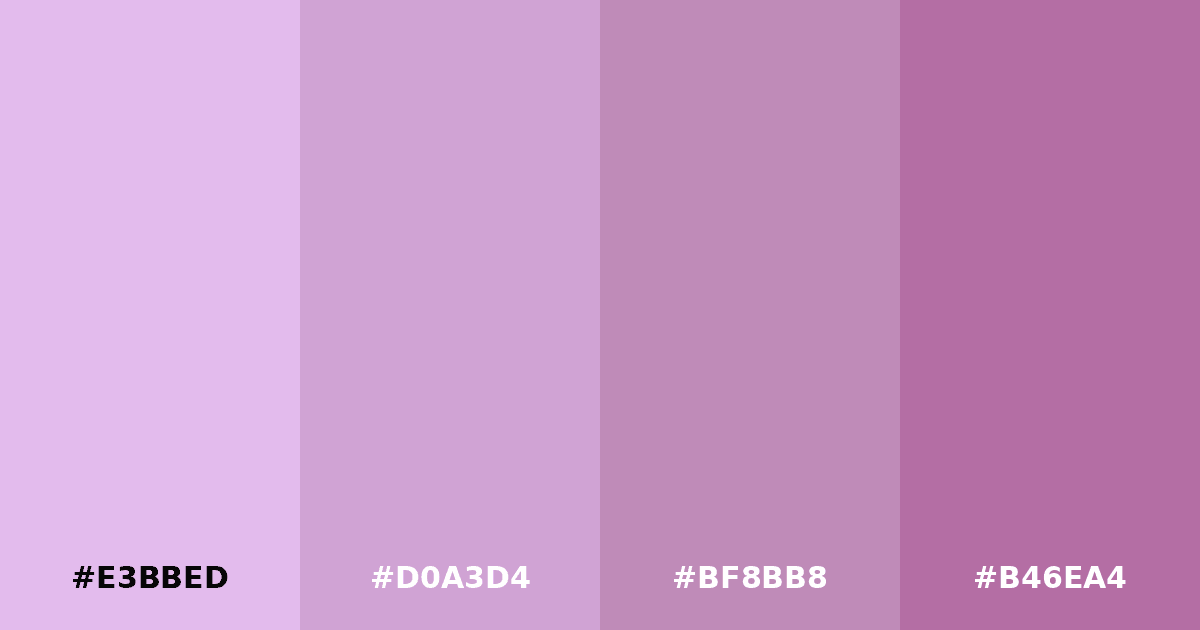 Color palette #E3BBED #D0A3D4 #BF8BB8 #B46EA4