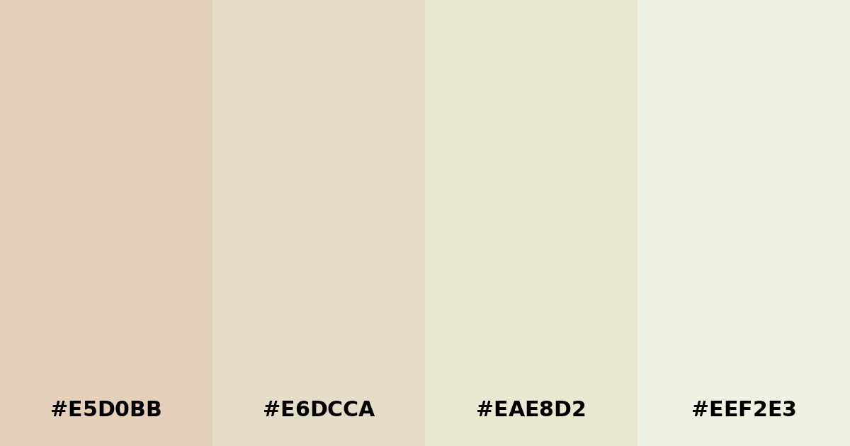 Color palette #E5D0BB #E6DCCA #EAE8D2 #EEF2E3
