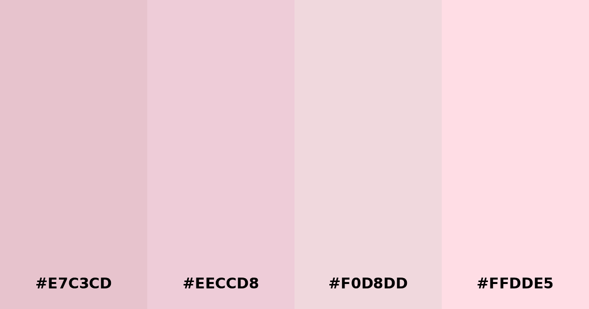 Color palette #E7C3CD #EECCD8 #F0D8DD #FFDDE5