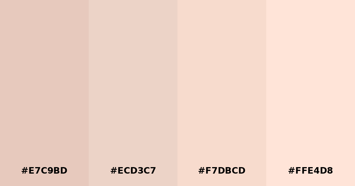 Color palette #E7C9BD #ECD3C7 #F7DBCD #FFE4D8