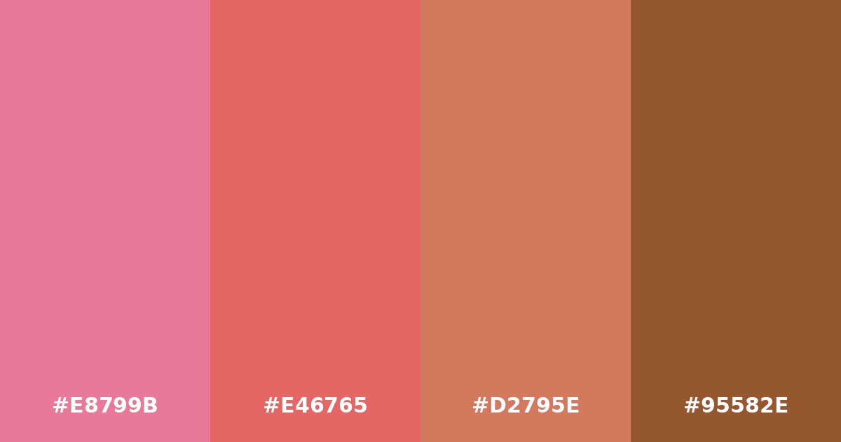 Color palette #E8799B #E46765 #D2795E #95582E