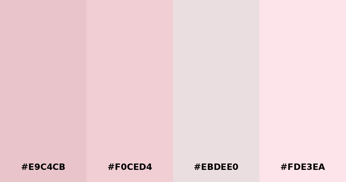 Color palette #E9C4CB #F0CED4 #EBDEE0 #FDE3EA