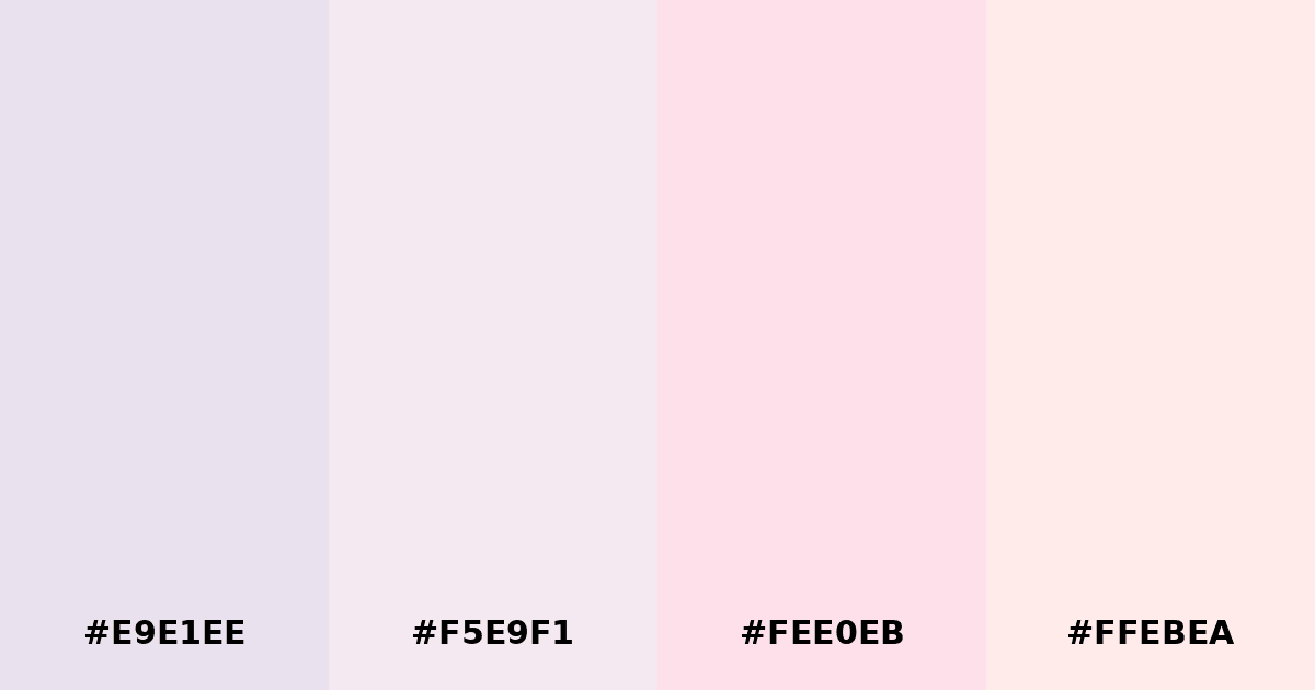 Color palette #E9E1EE #F5E9F1 #FEE0EB #FFEBEA