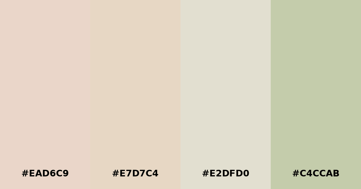 Color palette #EAD6C9 #E7D7C4 #E2DFD0 #C4CCAB