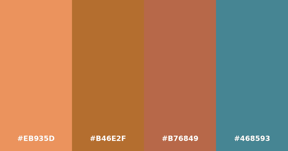Color palette #EB935D #B46E2F #B76849 #468593