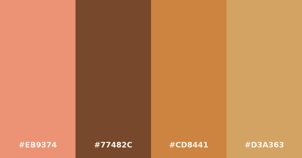 Color palette #EB9374 #77482C #CD8441 #D3A363