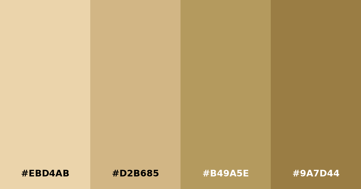 Color palette #EBD4AB #D2B685 #B49A5E #9A7D44
