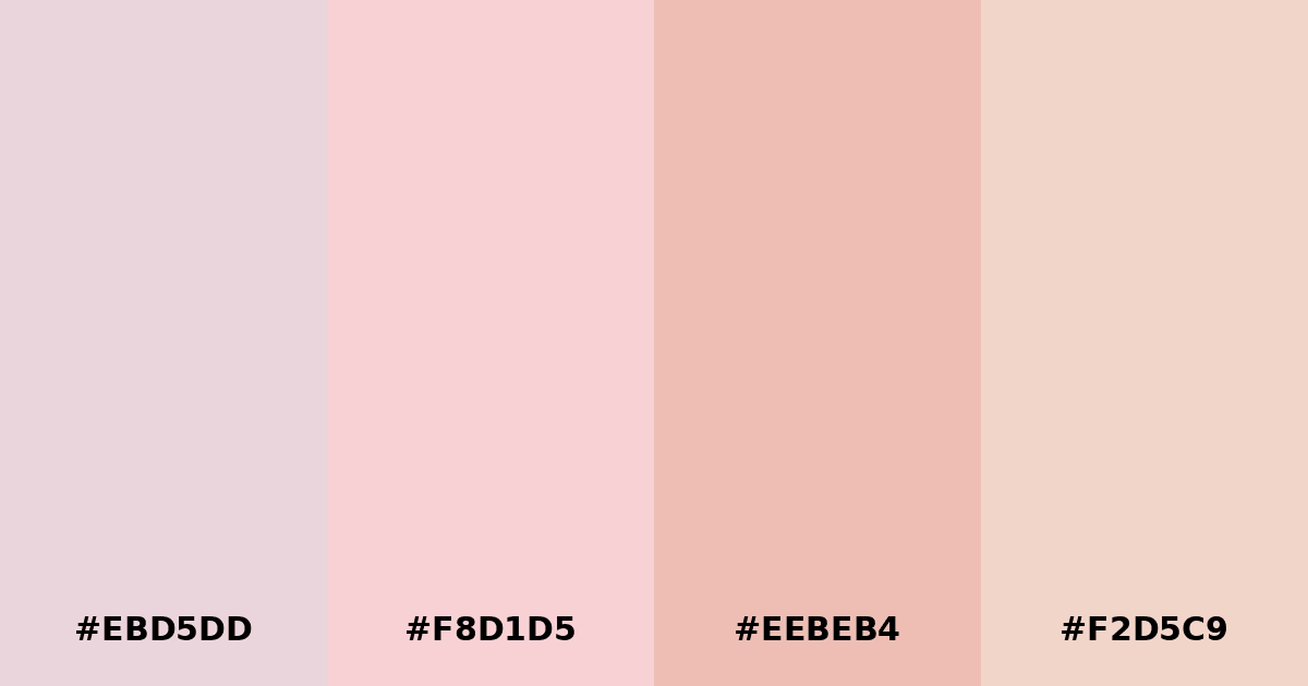 Color palette #EBD5DD #F8D1D5 #EEBEB4 #F2D5C9