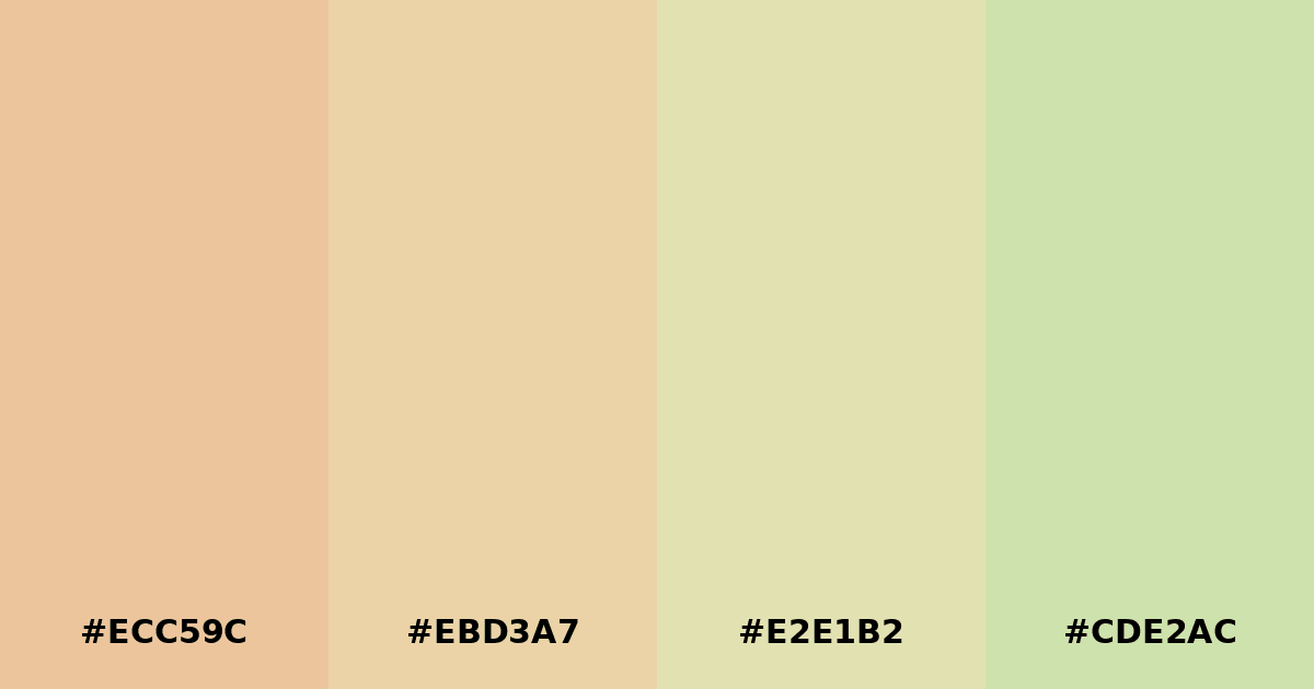 Color palette #ECC59C #EBD3A7 #E2E1B2 #CDE2AC