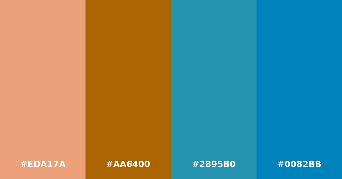Color palette #EDA17A #AA6400 #2895B0 #0082BB