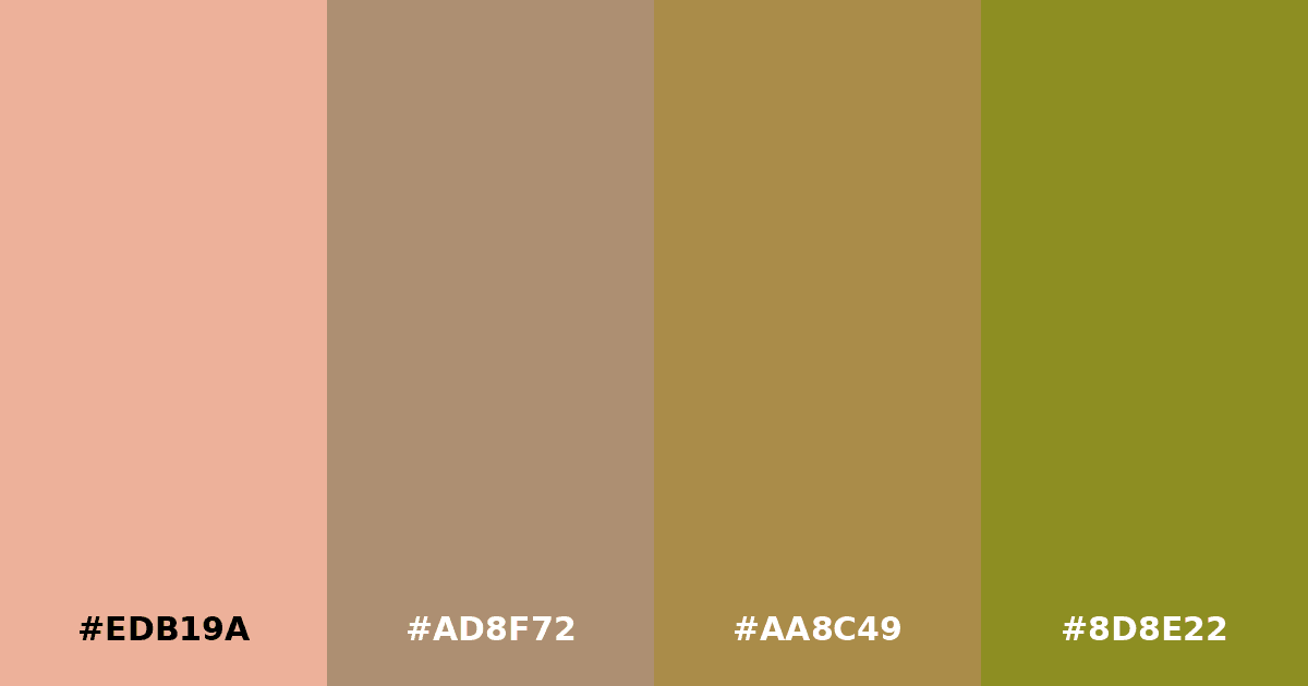 Color palette #EDB19A #AD8F72 #AA8C49 #8D8E22