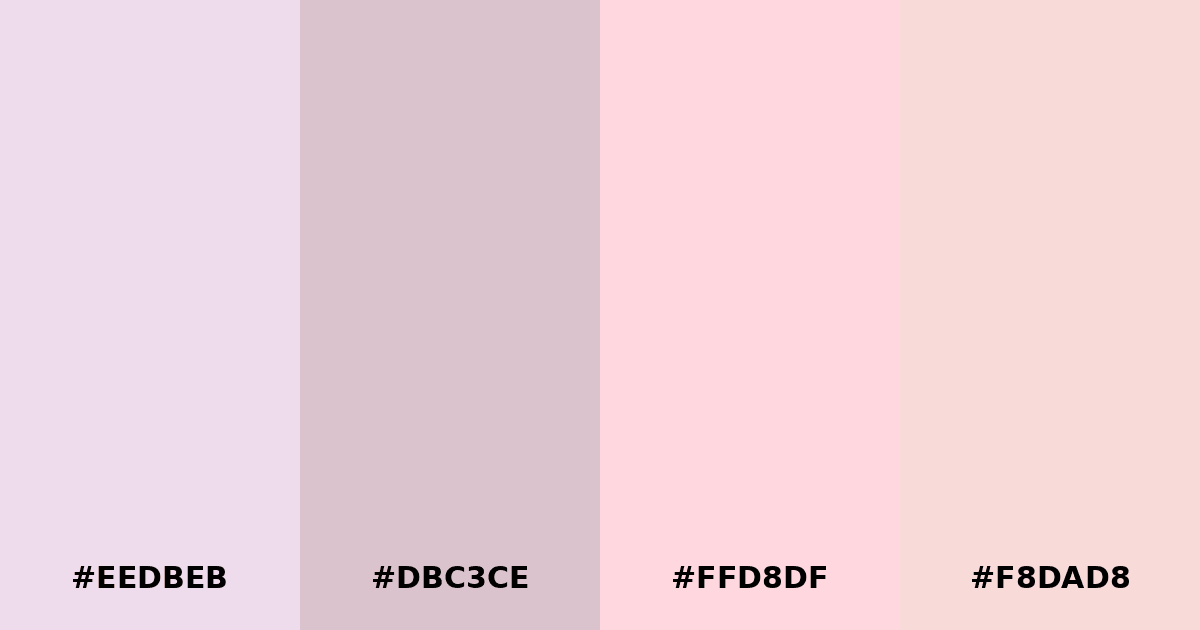 Color palette #EEDBEB #DBC3CE #FFD8DF #F8DAD8