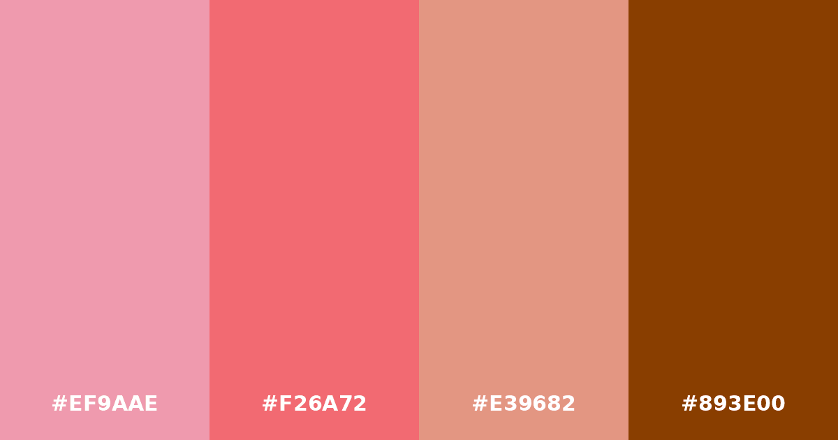 Color palette #EF9AAE #F26A72 #E39682 #893E00
