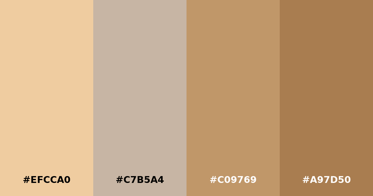 Color palette #EFCCA0 #C7B5A4 #C09769 #A97D50