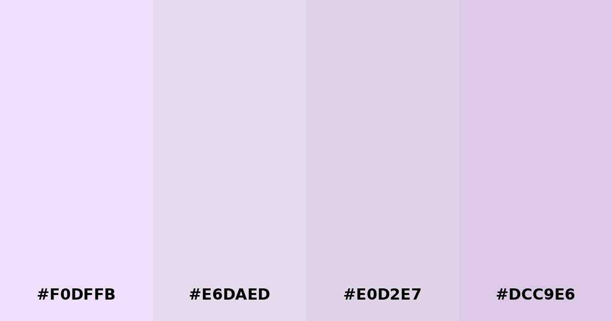 Color palette #F0DFFB #E6DAED #E0D2E7 #DCC9E6