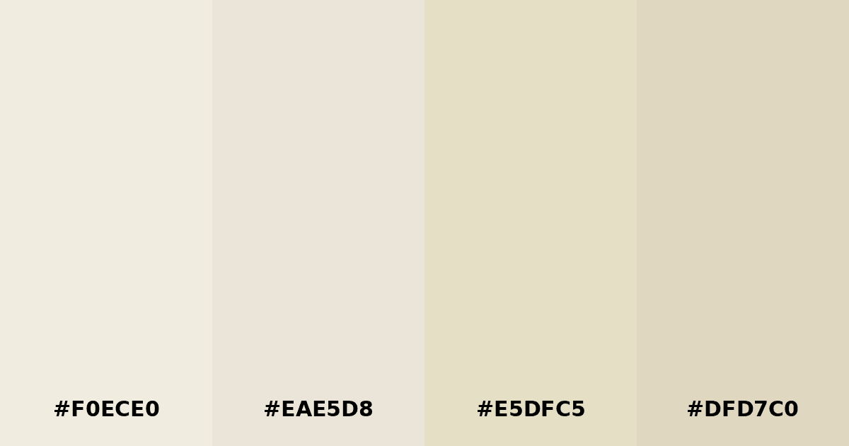 Color palette #F0ECE0 #EAE5D8 #E5DFC5 #DFD7C0