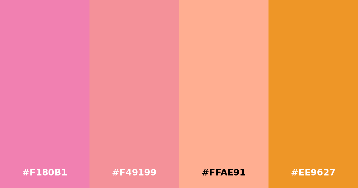 Color palette #F180B1 #F49199 #FFAE91 #EE9627