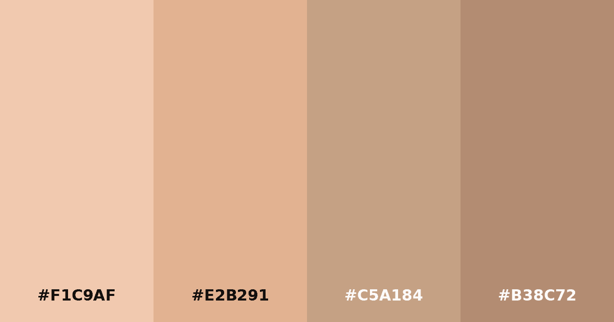 Color palette #F1C9AF #E2B291 #C5A184 #B38C72