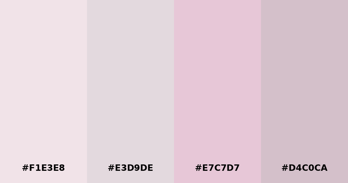 Color palette #F1E3E8 #E3D9DE #E7C7D7 #D4C0CA