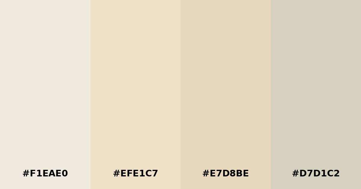 Color palette #F1EAE0 #EFE1C7 #E7D8BE #D7D1C2