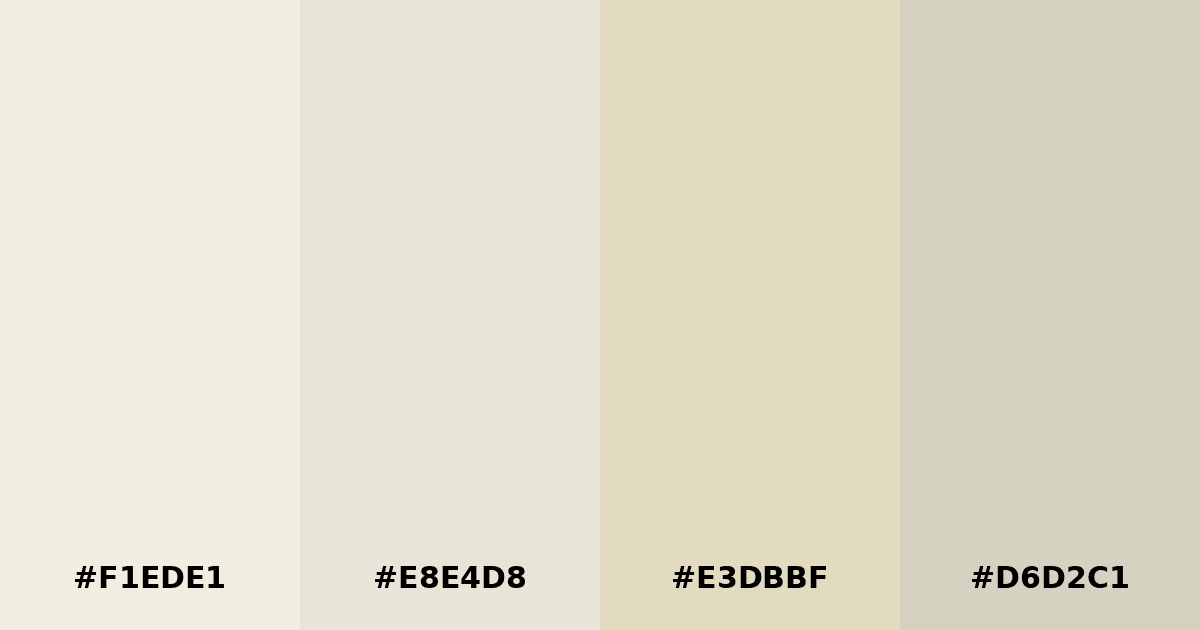 Color palette #F1EDE1 #E8E4D8 #E3DBBF #D6D2C1