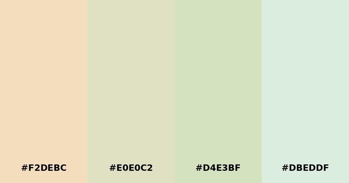 Color palette #F2DEBC #E0E0C2 #D4E3BF #DBEDDF