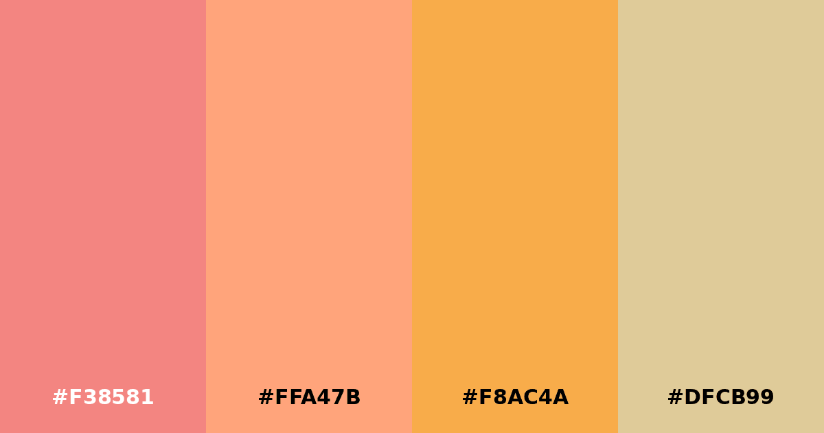 Color palette #F38581 #FFA47B #F8AC4A #DFCB99