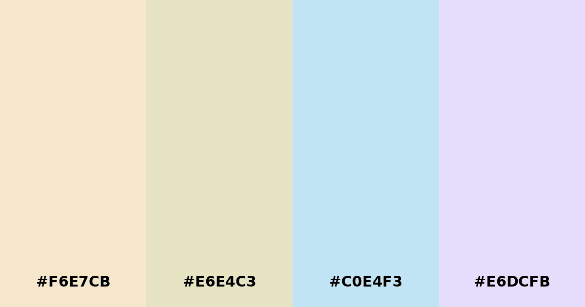 Color palette #F6E7CB #E6E4C3 #C0E4F3 #E6DCFB